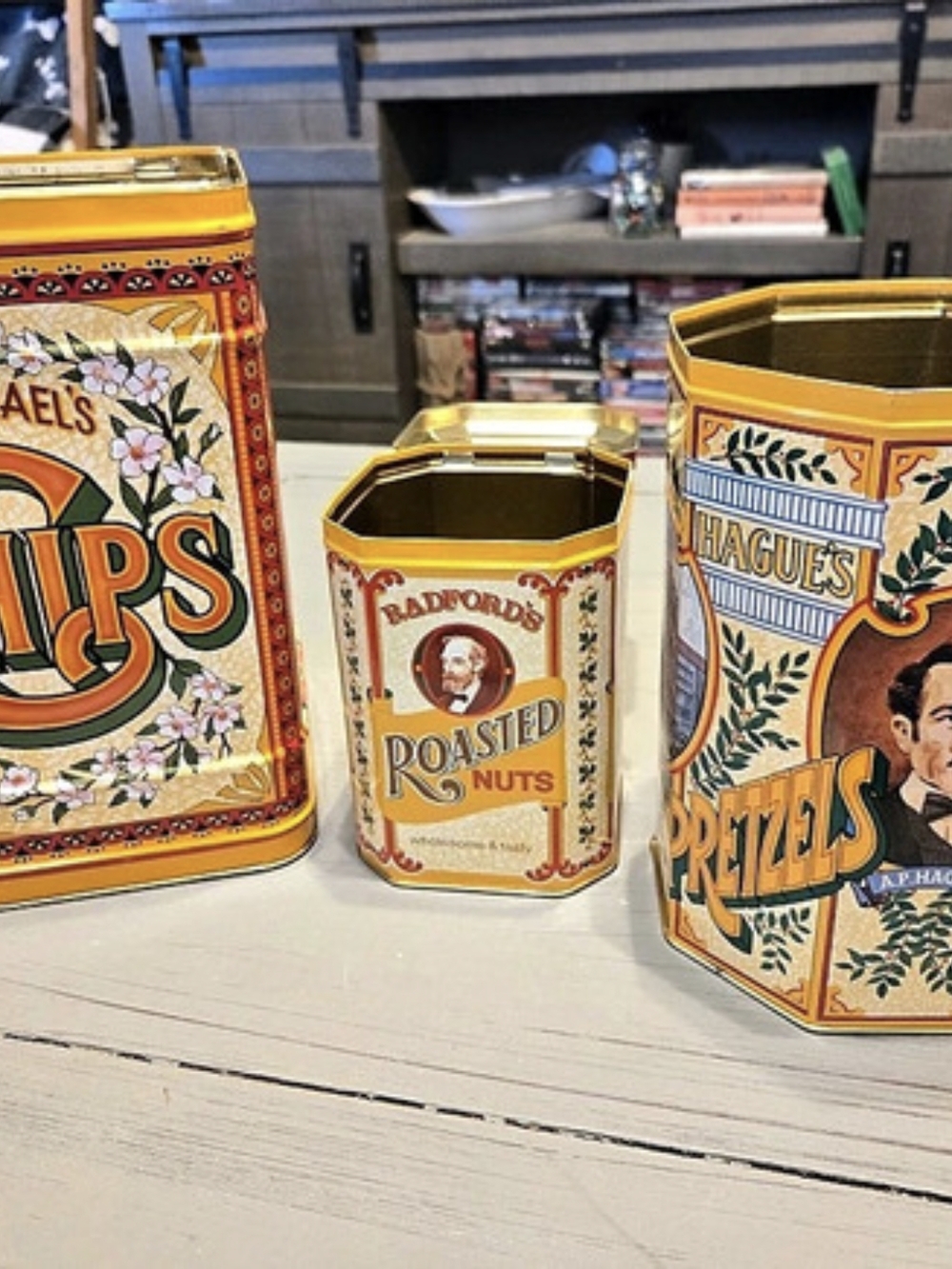 Carmichael's Vintage Decorative Food Storage Tins Set in Gold & Orange